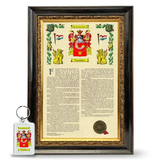 Vanzutphen Framed Armorial History and Keychain - Heirloom