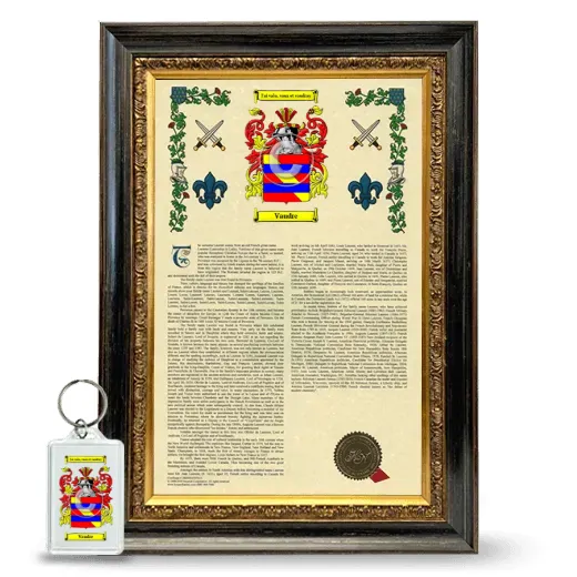 Vaudre Framed Armorial History and Keychain - Heirloom