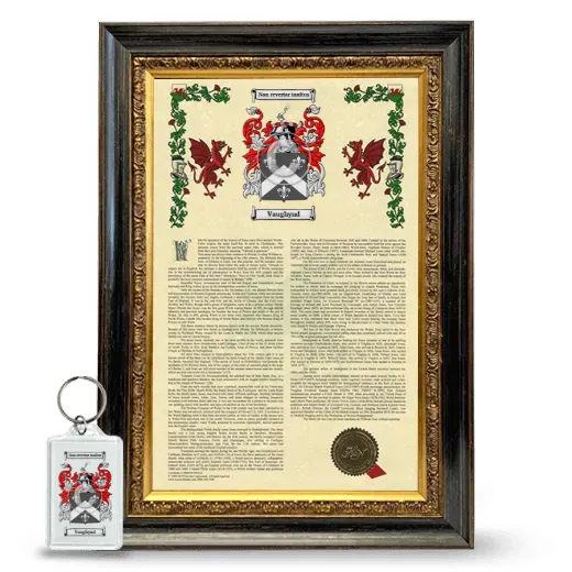 Vaughynd Framed Armorial History and Keychain - Heirloom