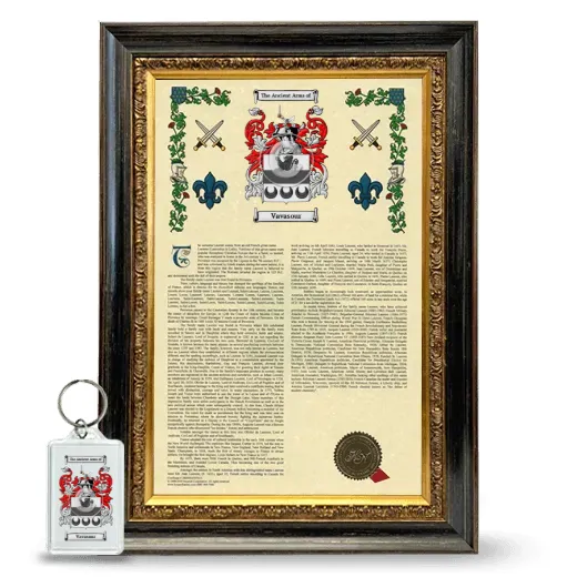 Vavasour Framed Armorial History and Keychain - Heirloom