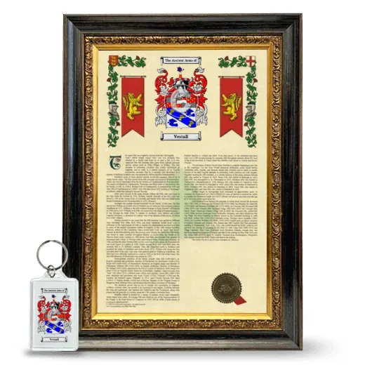 Vestall Framed Armorial History and Keychain - Heirloom