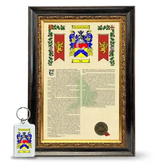 Vey Framed Armorial History and Keychain - Heirloom