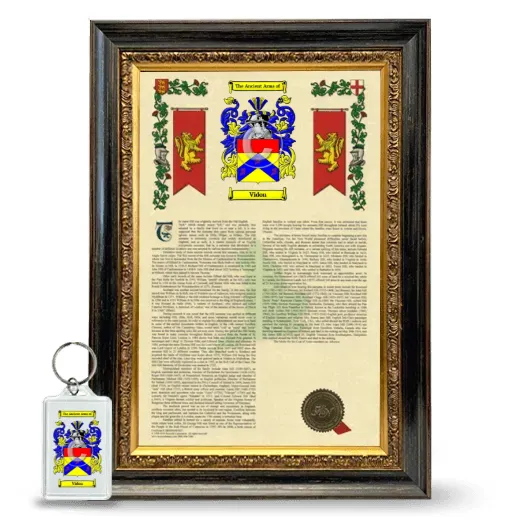 Vidon Framed Armorial History and Keychain - Heirloom