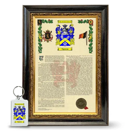 Vigneron Framed Armorial History and Keychain - Heirloom