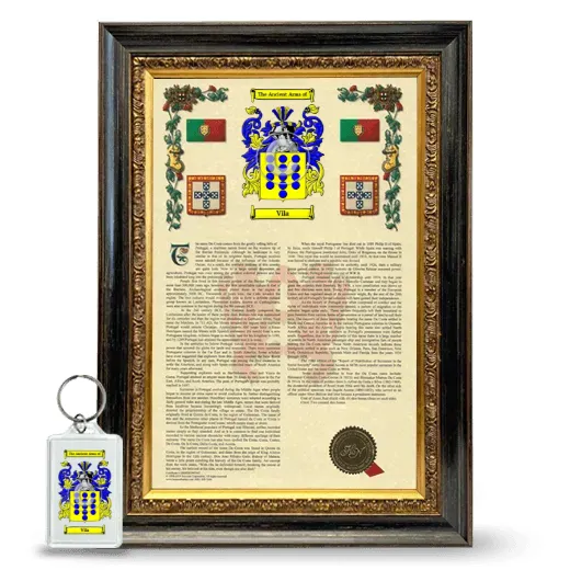 Vila Framed Armorial History and Keychain - Heirloom