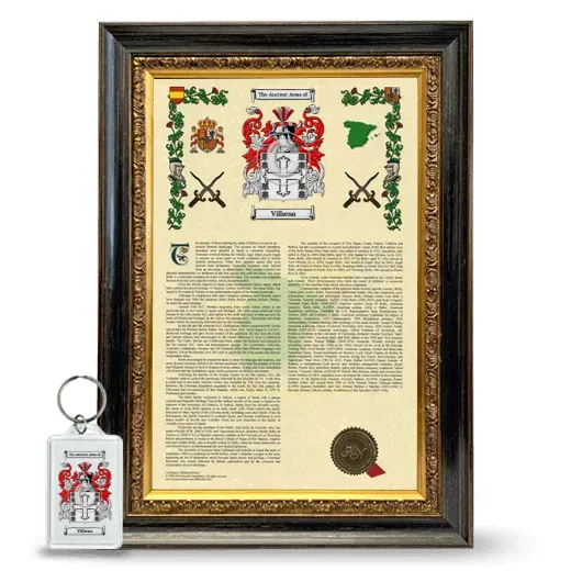 Vilhena Framed Armorial History and Keychain - Heirloom
