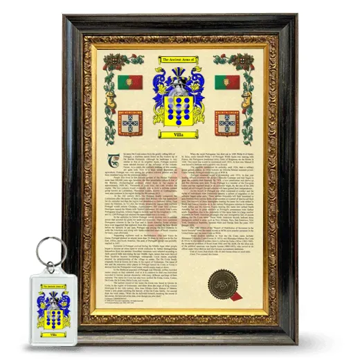 Villa Framed Armorial History and Keychain - Heirloom