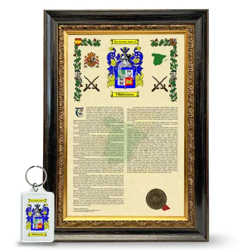 Villahermosa Framed Armorial History and Keychain - Heirloom