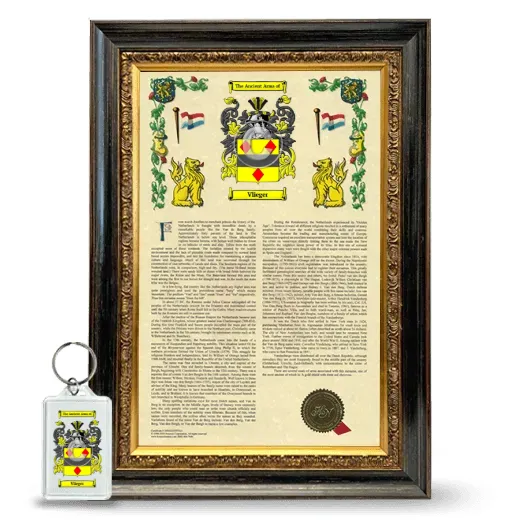 Vlieger Framed Armorial History and Keychain - Heirloom