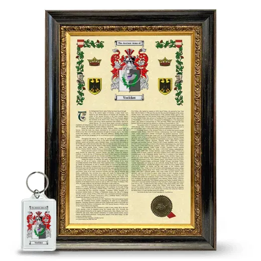 Voelcker Framed Armorial History and Keychain - Heirloom