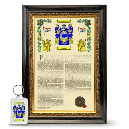 Voelker Framed Armorial History and Keychain - Heirloom
