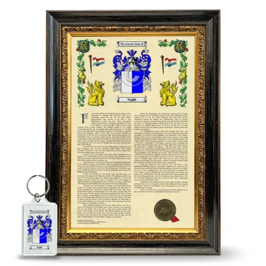 Voght Framed Armorial History and Keychain - Heirloom