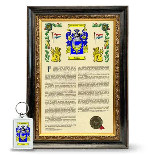 Volker Framed Armorial History and Keychain - Heirloom