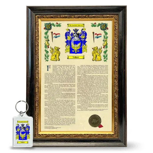 Volkert Framed Armorial History and Keychain - Heirloom