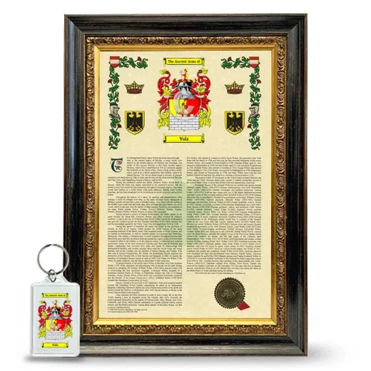 Volz Framed Armorial History and Keychain - Heirloom