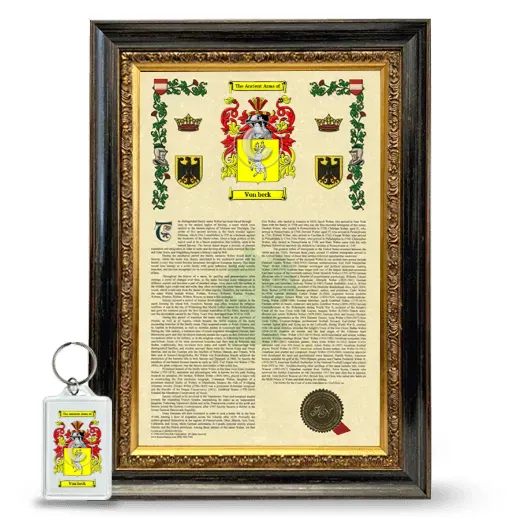 Von beck Framed Armorial History and Keychain - Heirloom