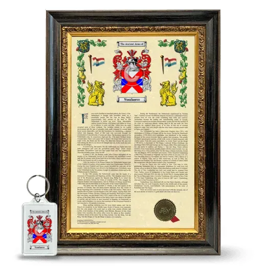 Voorhoeve Framed Armorial History and Keychain - Heirloom
