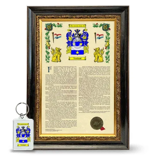 Vreeland Framed Armorial History and Keychain - Heirloom