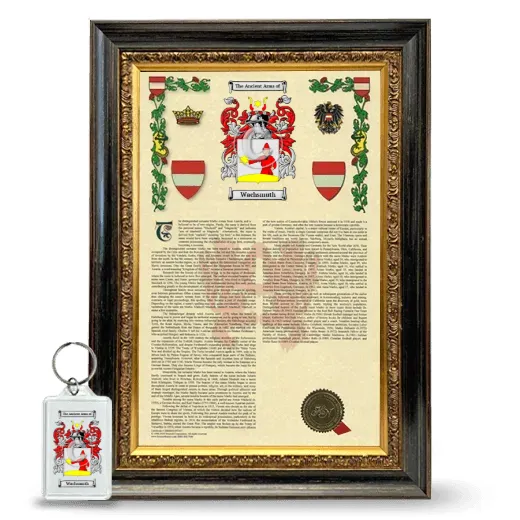 Wachsmuth Framed Armorial History and Keychain - Heirloom