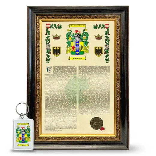 Wagaman Framed Armorial History and Keychain - Heirloom