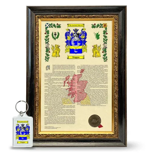 Waggon Framed Armorial History and Keychain - Heirloom