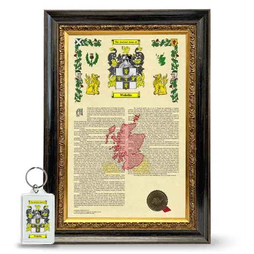 Wakelin Framed Armorial History and Keychain - Heirloom