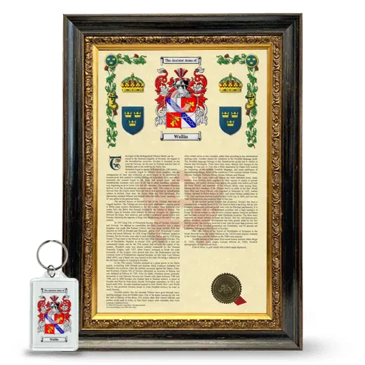 Wallin Framed Armorial History and Keychain - Heirloom