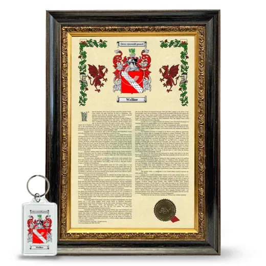 Walline Framed Armorial History and Keychain - Heirloom