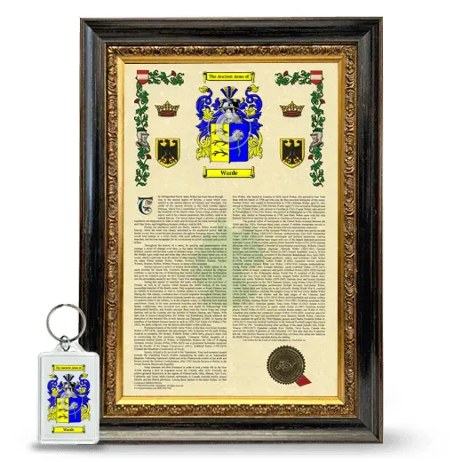 Warde Framed Armorial History and Keychain - Heirloom