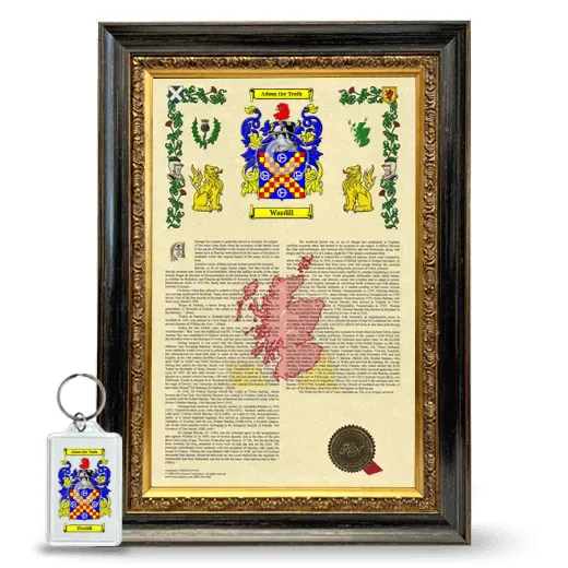 Wardill Framed Armorial History and Keychain - Heirloom