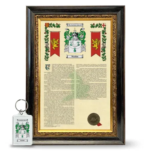 Wardon Framed Armorial History and Keychain - Heirloom