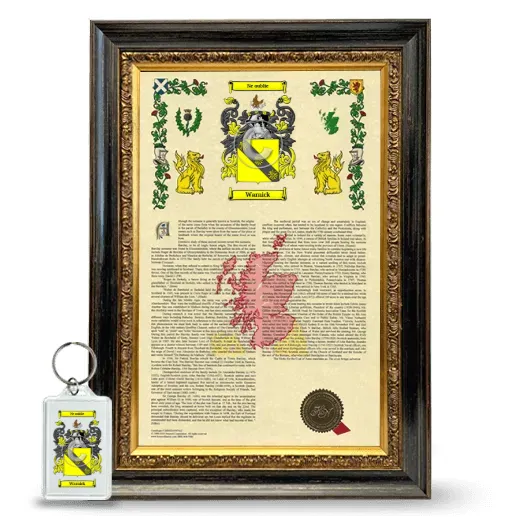 Warnick Framed Armorial History and Keychain - Heirloom
