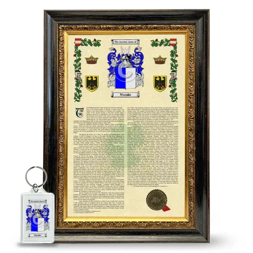 Warnke Framed Armorial History and Keychain - Heirloom