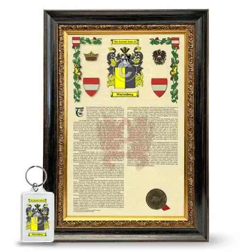 Wartenberg Framed Armorial History and Keychain - Heirloom