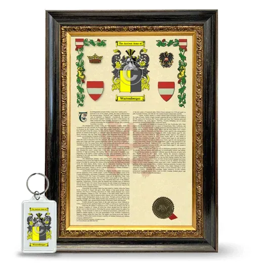 Wartenberger Framed Armorial History and Keychain - Heirloom
