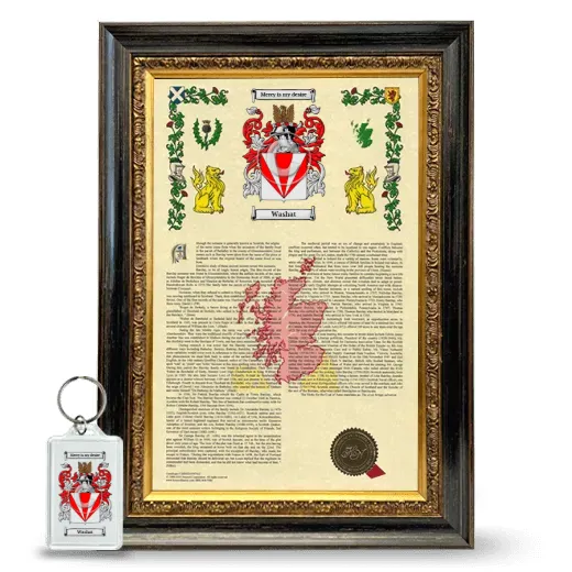 Washat Framed Armorial History and Keychain - Heirloom