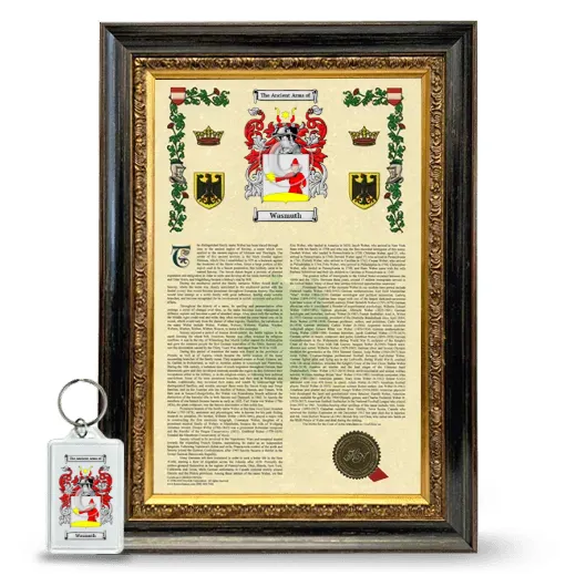 Wasmuth Framed Armorial History and Keychain - Heirloom