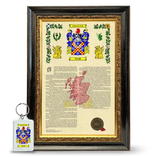 Watdil Framed Armorial History and Keychain - Heirloom