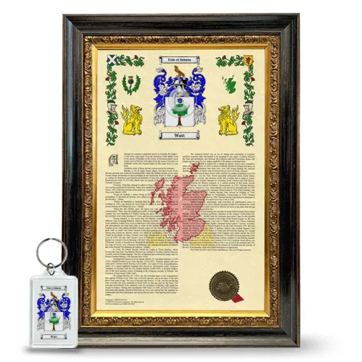 Watt Framed Armorial History and Keychain - Heirloom