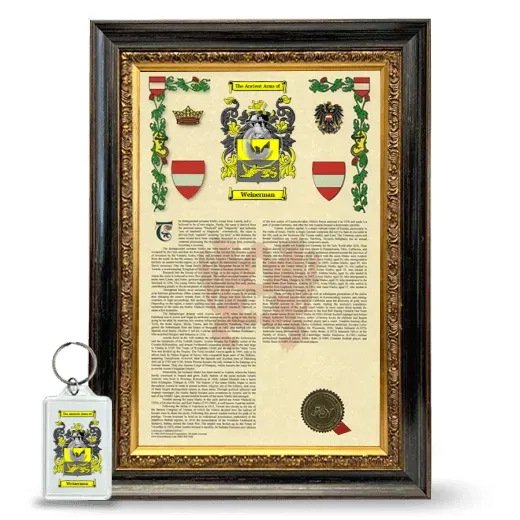 Weinerman Framed Armorial History and Keychain - Heirloom