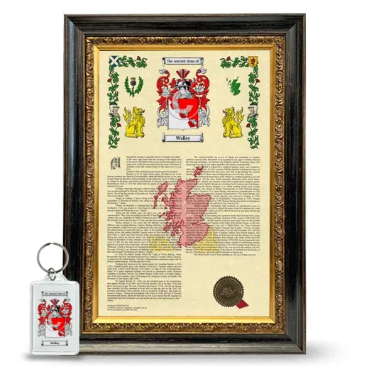 Welley Framed Armorial History and Keychain - Heirloom