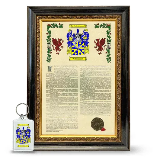 Wellshmant Framed Armorial History and Keychain - Heirloom