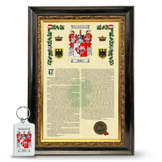 Welser Framed Armorial History and Keychain - Heirloom