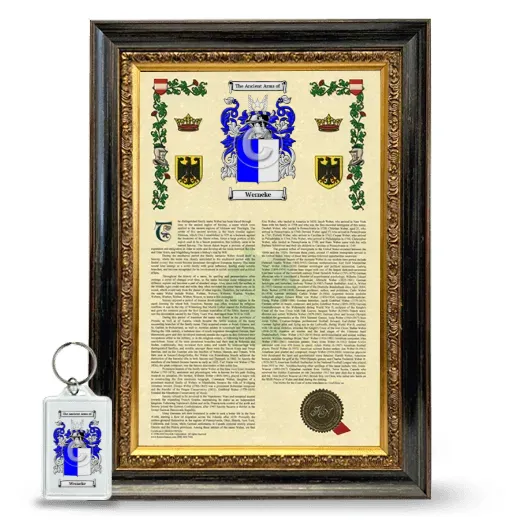 Werneke Framed Armorial History and Keychain - Heirloom