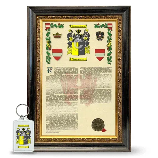 Wertenberger Framed Armorial History and Keychain - Heirloom