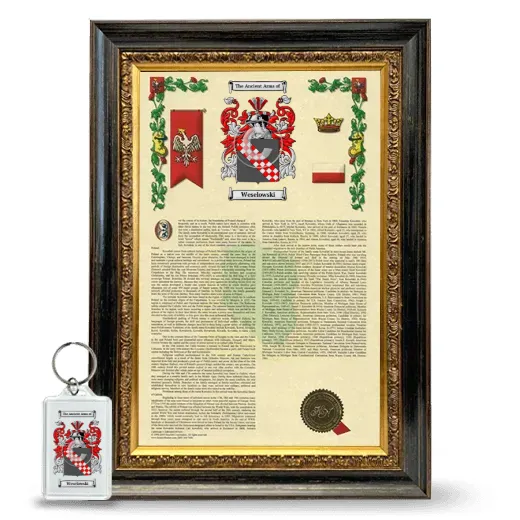 Weselowski Framed Armorial History and Keychain - Heirloom