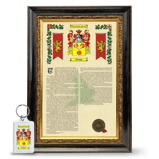 Wetney Framed Armorial History and Keychain - Heirloom