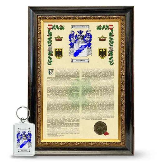 Wettstein Framed Armorial History and Keychain - Heirloom