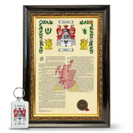Whitte Framed Armorial History and Keychain - Heirloom