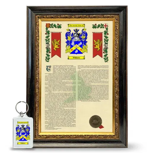 Widness Framed Armorial History and Keychain - Heirloom